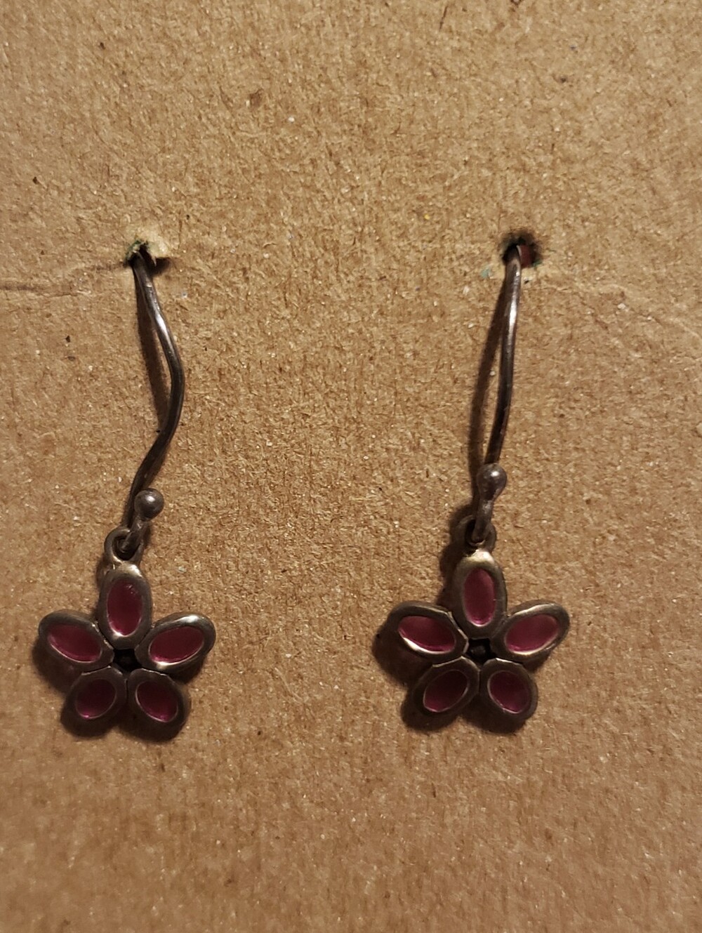 Pink Purple Flower Drop Earrings Floral Dangle Jewelry
